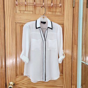 Black and White Simple Work Blouse